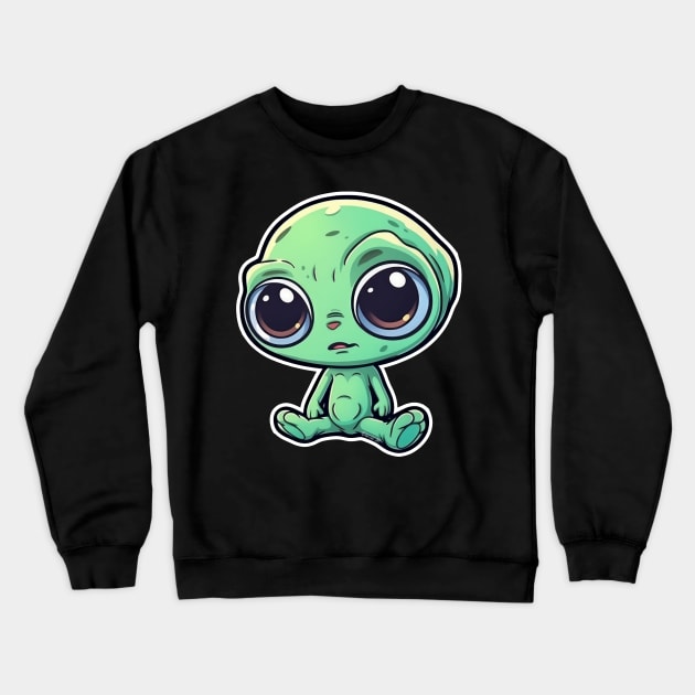 Cool Alien with a Hooded Pullover design #15 Crewneck Sweatshirt by Farbrausch Art